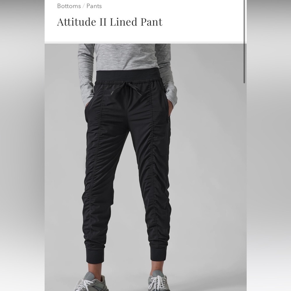 Athleta Black Joggers Attitude II lined pant